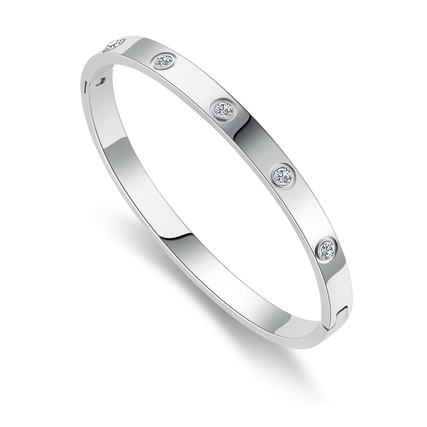 Gold Bracelets for Women Friendship Love Bangle Bracelets Cubic Zirconia Stainless Steel Bracelet Jewelry Birthday Gifts for Women Stocking Stuffers SZ-008