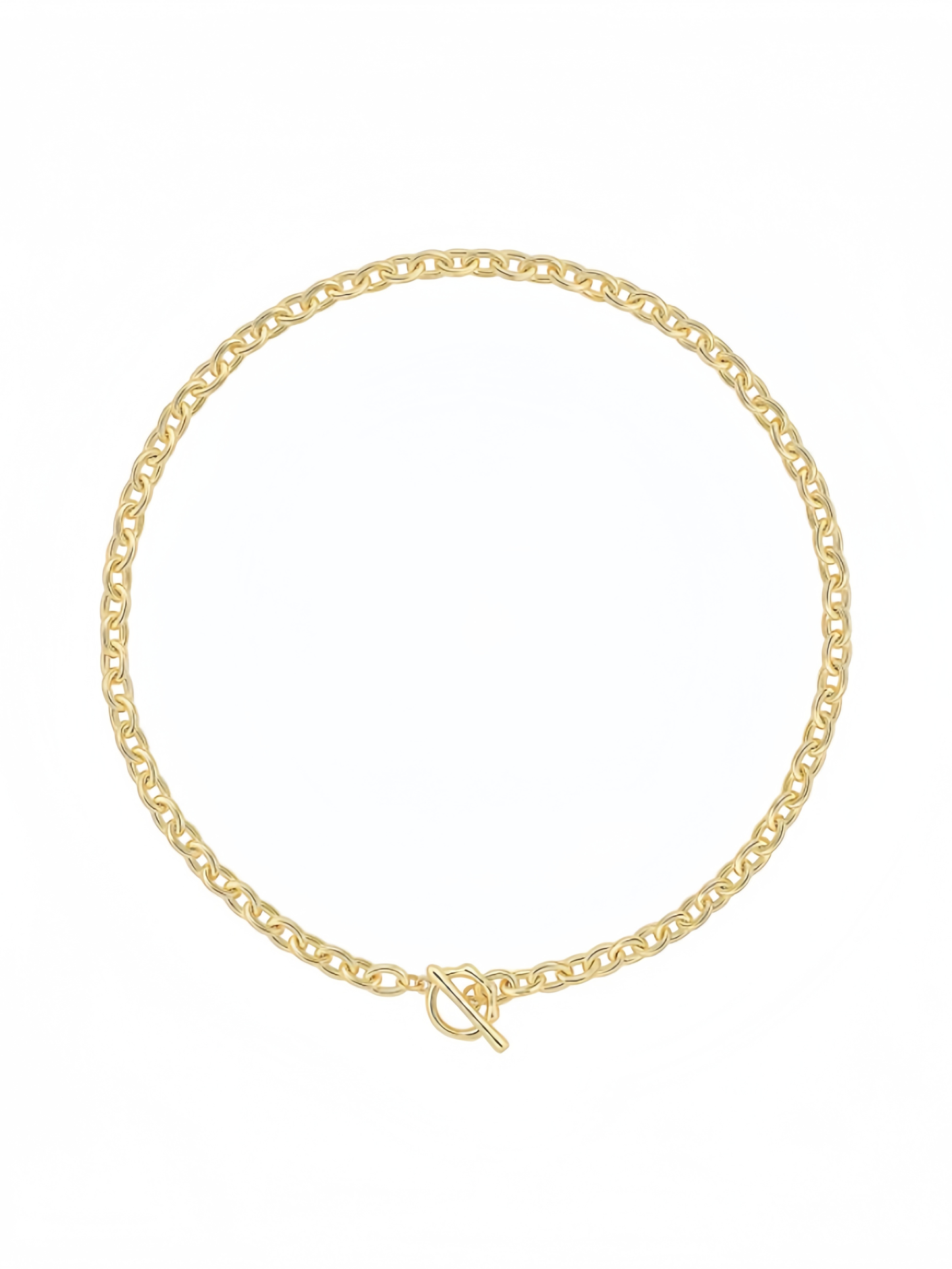 18K Gold Paperclip Chain Choker Satellite Chain Biwa Pearl Pendant Necklace Dainty Jewelry for Women XL-20