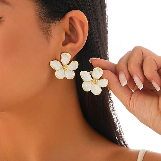Irregular Petal Earring For Women Stainless Steel Unique Statement Flower Dangle Earrings Trendy Jewelry Gift EH-046