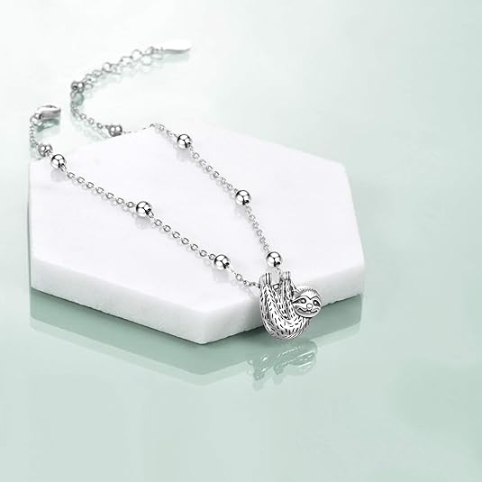 Beads Anklet Sterling Silver Sloth Ankle Bracelets Jewelry for Women Gifts JL-040
