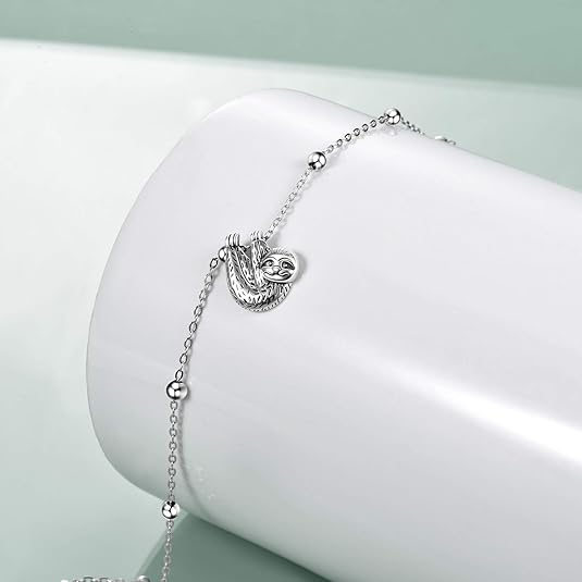 Beads Anklet Sterling Silver Sloth Ankle Bracelets Jewelry for Women Gifts JL-040