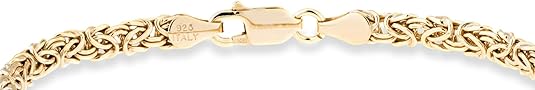 925 Sterling Silver or 18K Gold Plated 4mm Byzantine Link Chain Anklet Ankle Bracelet for Women, Made in Italy JL-044