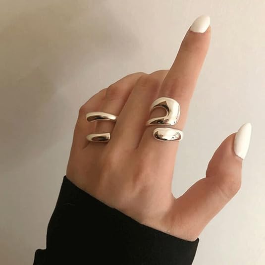 Adjustable Sterling Silver Rings 925 Double Lines Shape Personality Ring Fine Jewelry for Women Party Accessories JZ-046