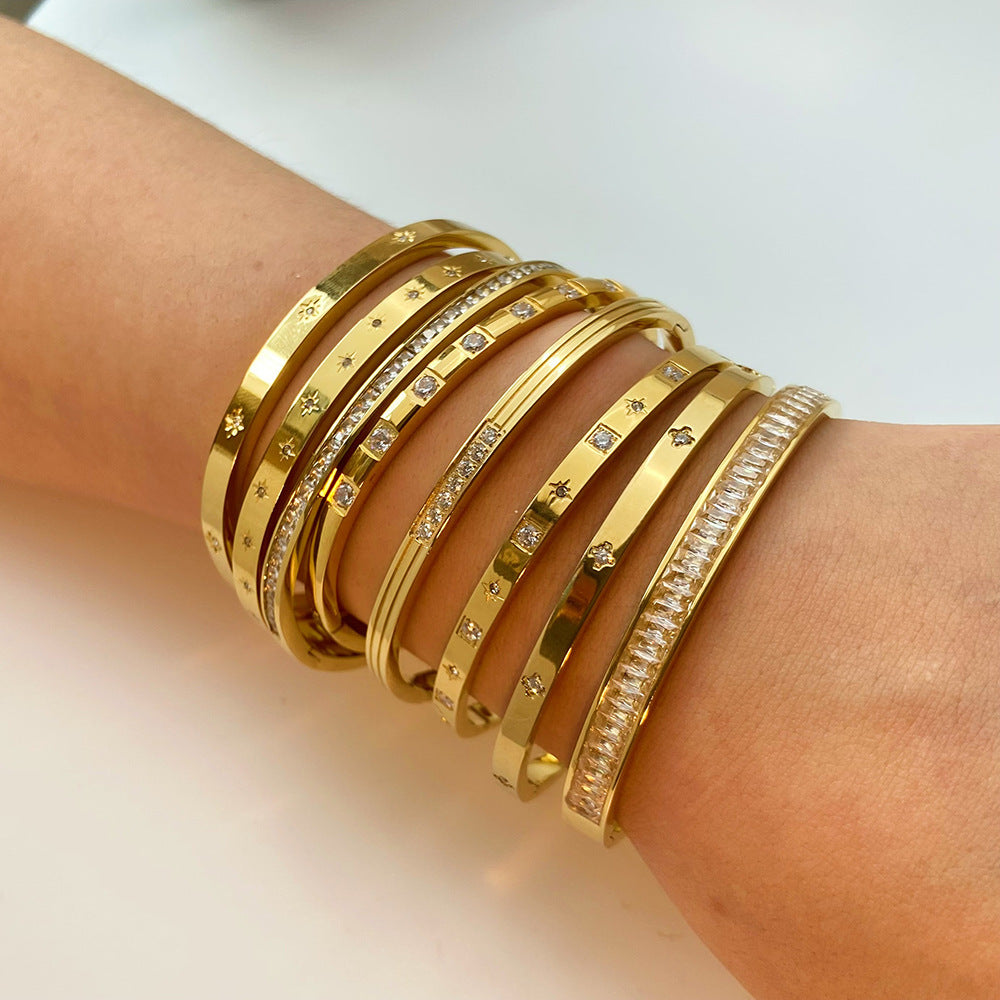 Stainless steel bracelet, electroplated, fashion OL style, geometric circular element, 2025spring new, cross - border export, suitable for daily commute SL-054