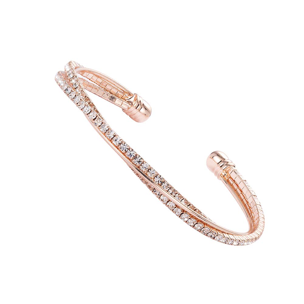 Valentine Day Gift Rhinestone Cuff Bracelet Bangle Sparkly Cute Bridesmaid Wedding jewelry gifts SH-032