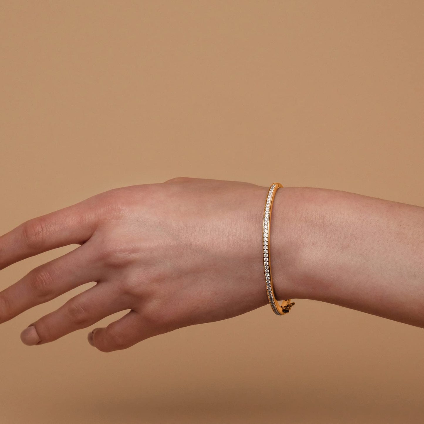 14K Gold Plated Cubic Zirconia Bangle Tennis Bracelets for Women | Classic Love Cuff Bangle Bracelets SL-021