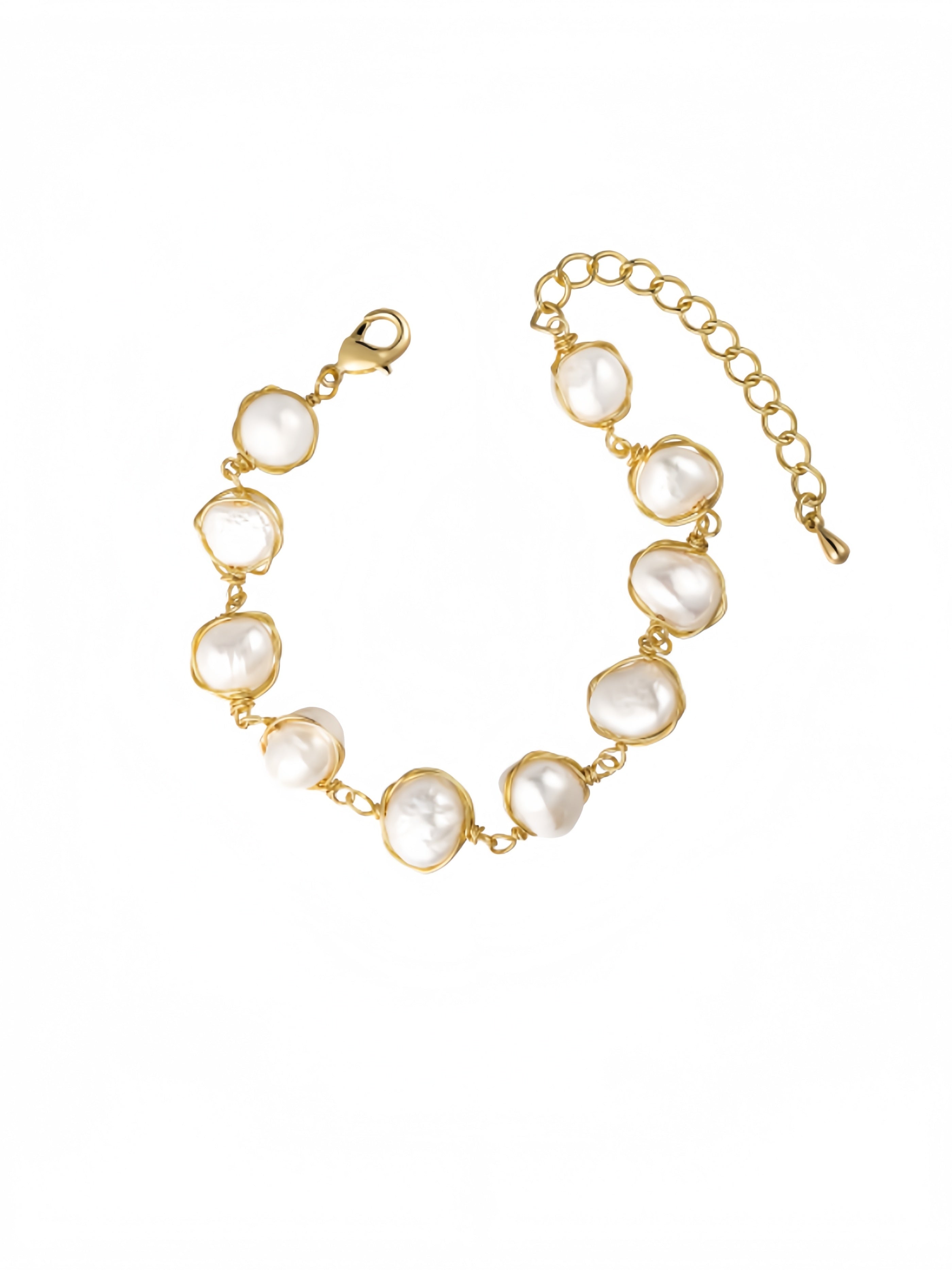 Pearl Bracelet Baroque Cultured Handmade Wind Bossimi 18K Gold Plated Work Around Silk Adjustable Charm Fashion Valentine Delicate Vintage Jewelry SL-050