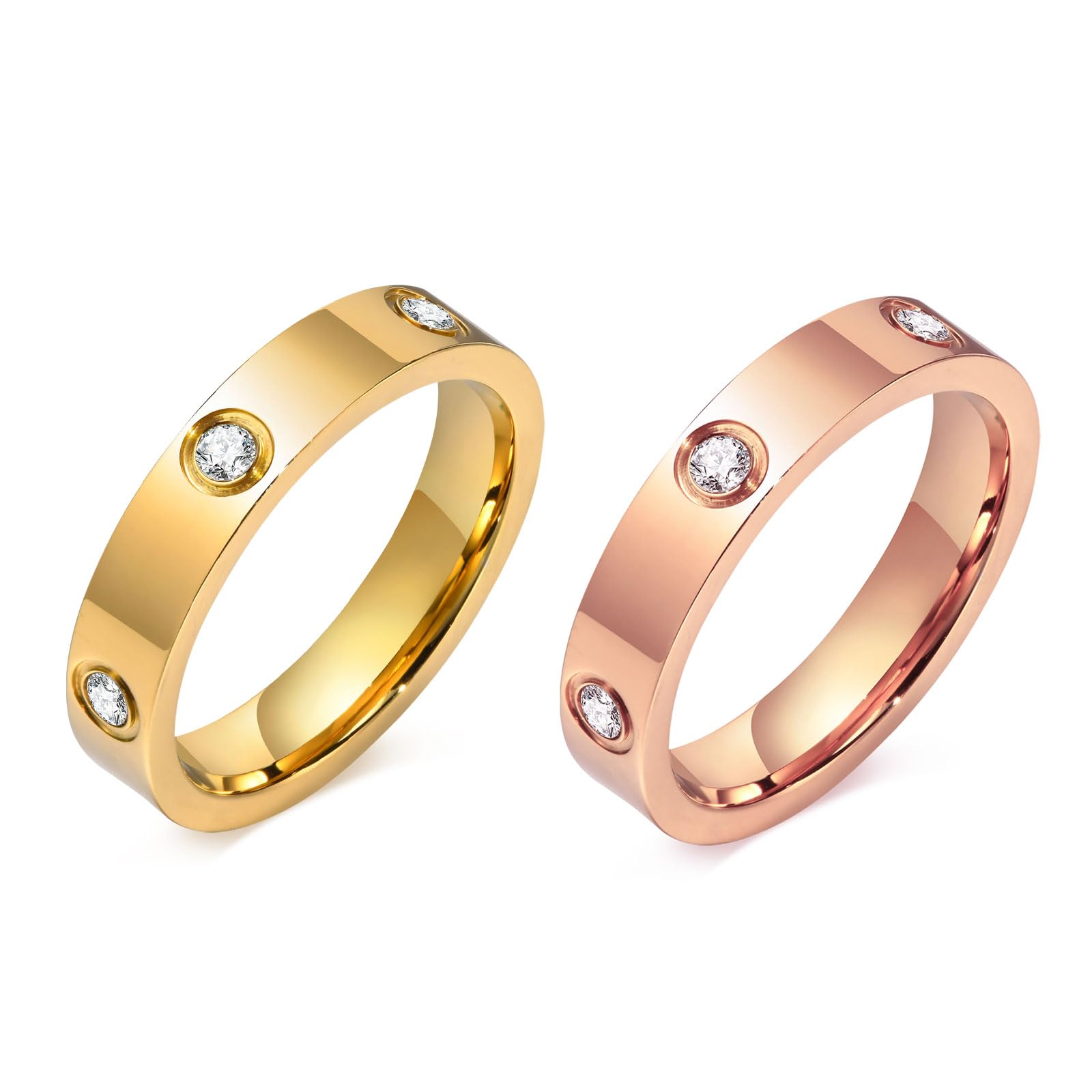 Women, 18K Gold Plated Stainless Steel Cubic Zirconia Friendship Band Wedding Party Trendy Jewelry Gift Non-Tarnish,Christmas Birthday Gifts for Her Girlfriend JZ-009