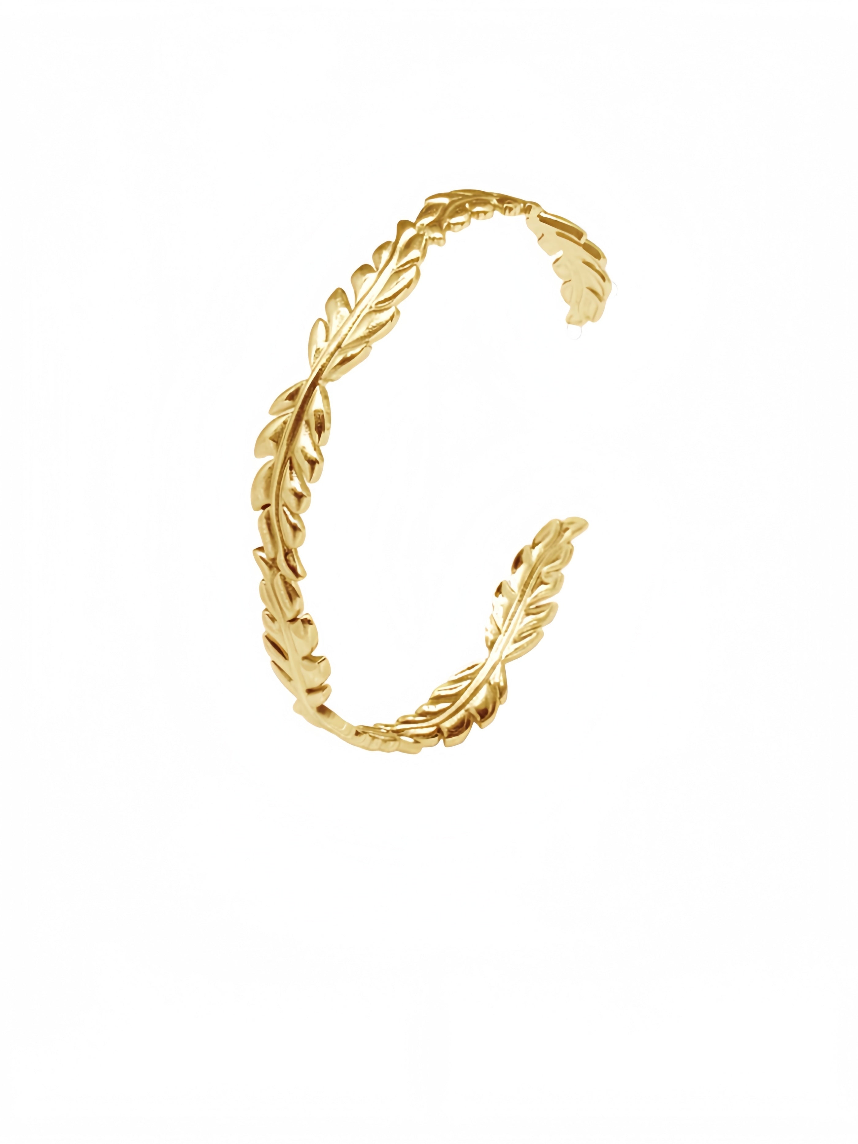 Stainless Steel Open Cuff Olive Tree Leaf Style Adjustable Size Bangle Bracelet SL-049