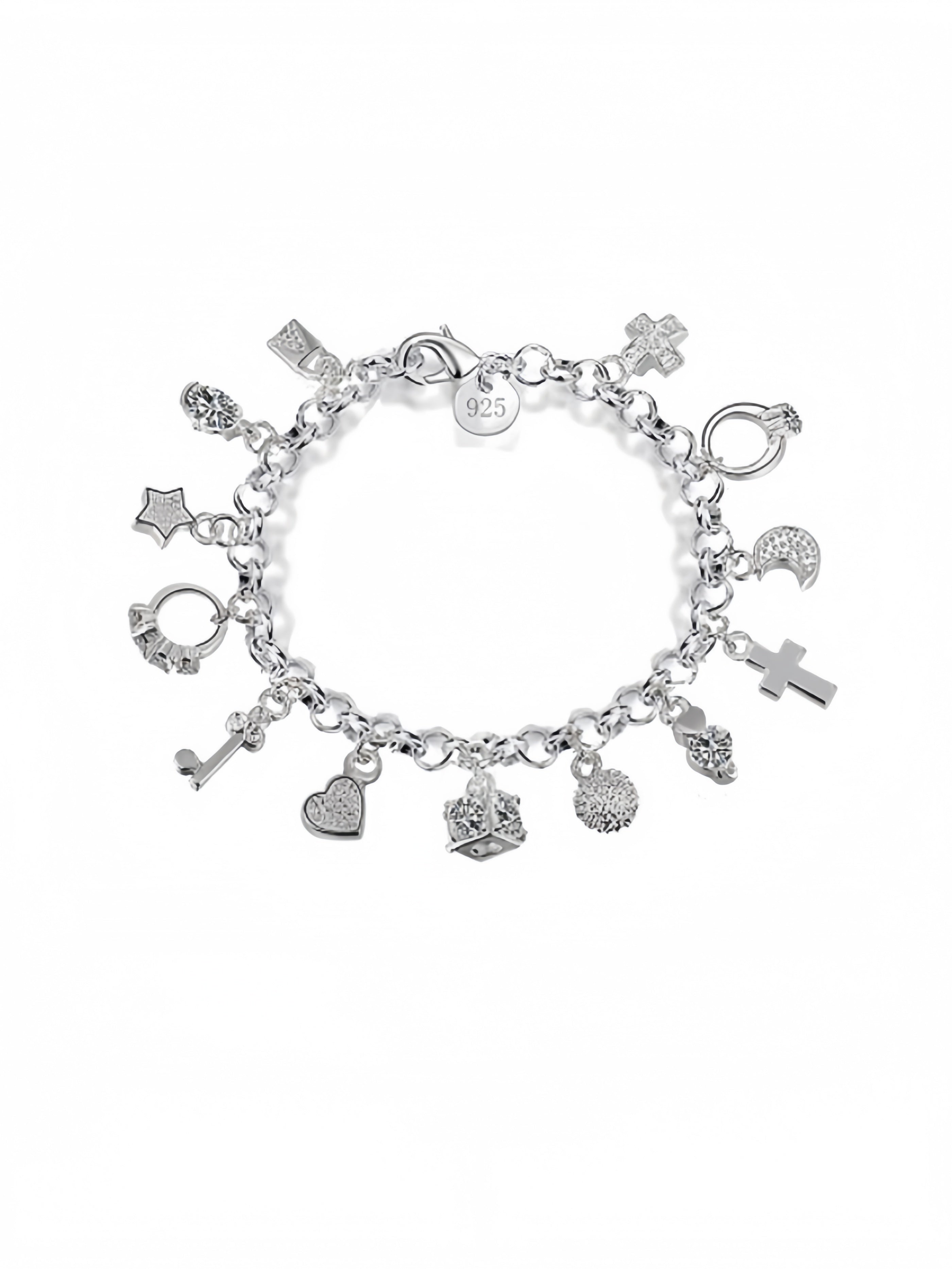 S925 Silver Thirteen Hanging Pieces Bracelet for Women Gift Bracelets & Bangles Jewelry SL-042