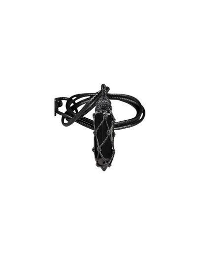 Hexagonal Crystal Points Pendant Necklace for Unisex Wrapped Stone Wand Pendant with Adjustable Cord XL-039