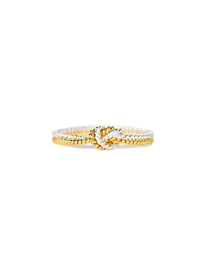 925 Sterling Silver Two Tone Knot Ring, Gold and Silver Mixed Metal Rings for Women, Friendship Gifts for Women JZ-041