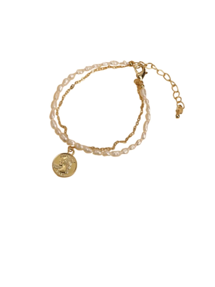 Baroque Freshwater Pearl Bracelet Instagram-Worthy Niche Design Beaded Strings Minimalist Aesthetic Couple's & Bestie Bracelet Women's SL-047