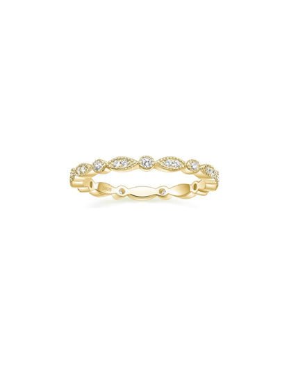 925 Sterling Silver Band for Women Cubic Zirconia Marquise & Round Milgrain Full Eternity Stackable Ring JZ-039