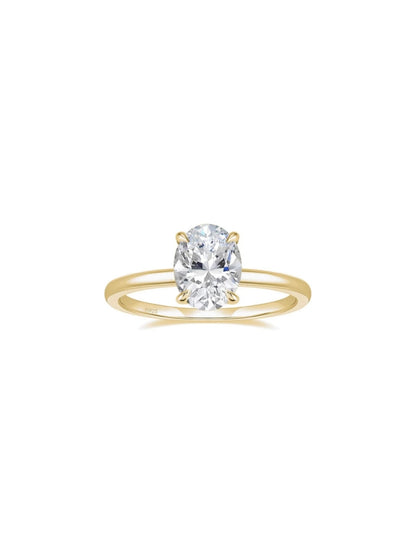925 Sterling Silver Engagement Rings Oval Cut Solitaire Cubic Zirconia JZ-034