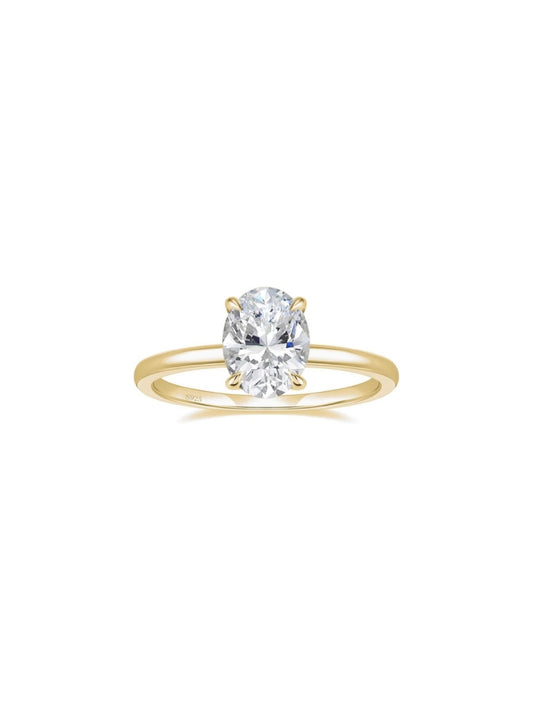 925 Sterling Silver Engagement Rings Oval Cut Solitaire Cubic Zirconia JZ-034