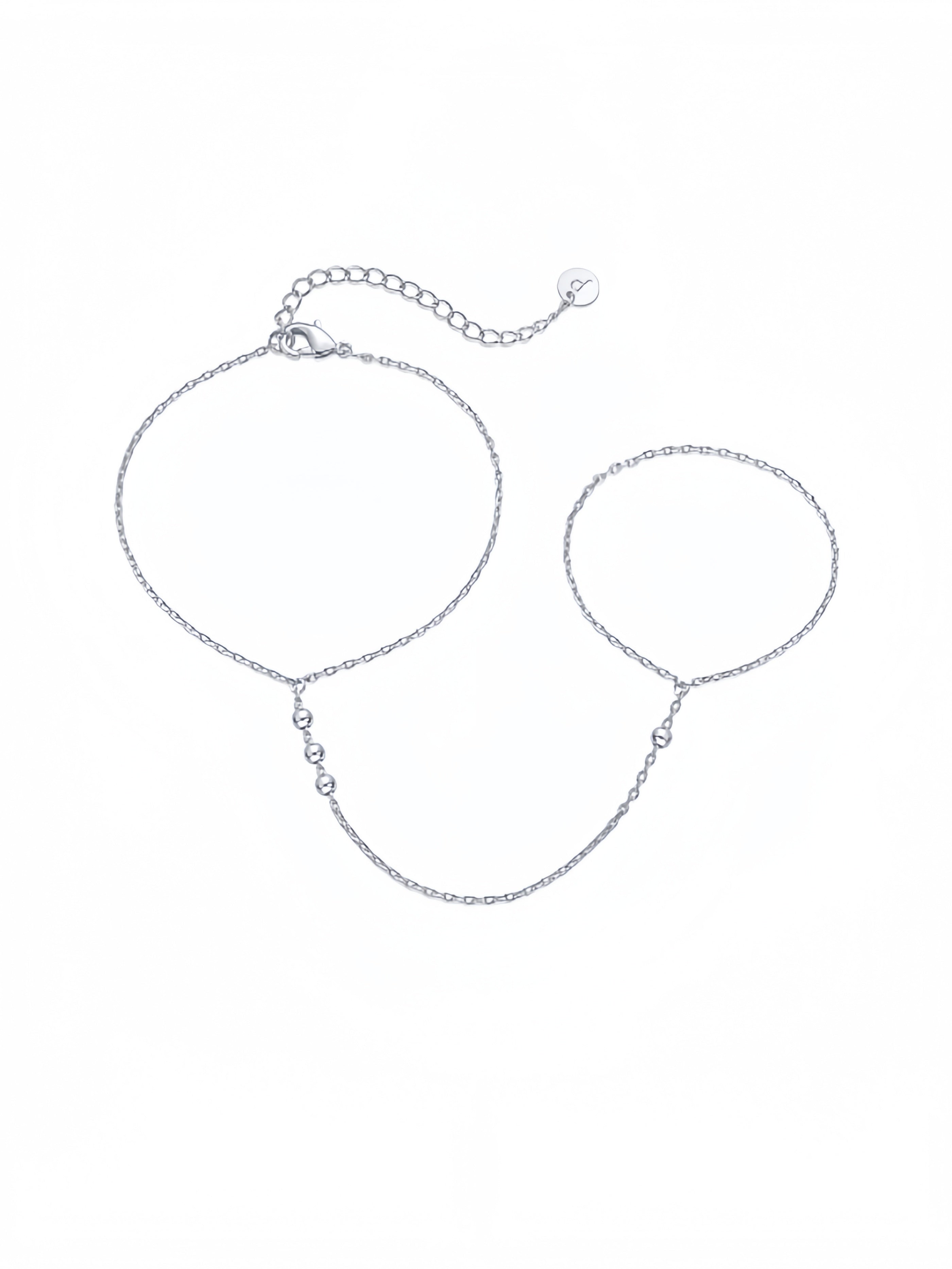 14K Gold Plated Freshwater Pearl Gold Hand Chain Bracelet for Women - Trendy Ring Bracelet Hand Chain Body Jewelry SL-038