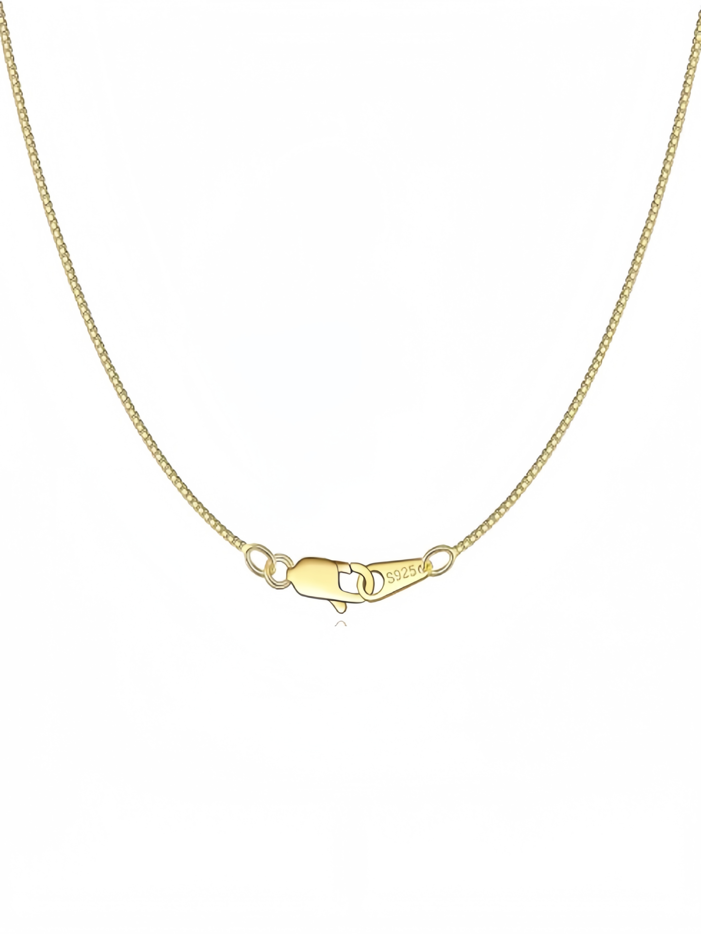 Solid 18K Gold Over 925 Sterling Silver Chain Necklace for Women Girls, 0.8mm Box Chain Lobster Claw Clasp-Super Thin & Strong Necklace Chain 16/18/20/22/24 Inch XL-044