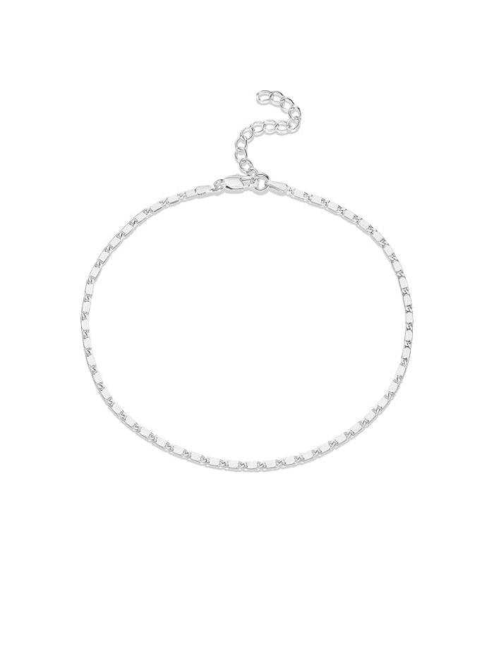 Gold Plated Charm Link Flat Gold Anklets for Women Paperclip Snake Chain Jewelry Anklets JL-018