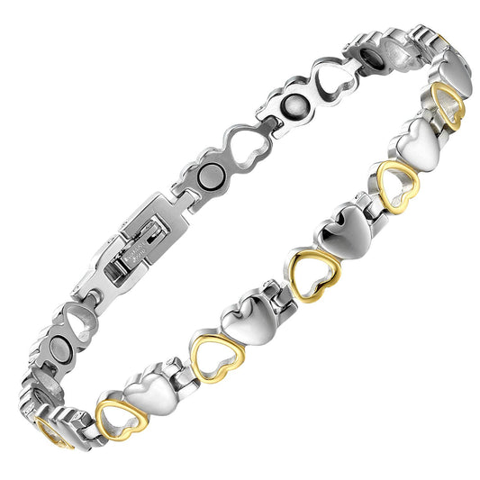 Magnetic Bracelet for Women, Titanium Steel Wristband Brazaletes for Pain Relief Solid Pure Copper Jewelry Gift with Adjustable Tool SL-009