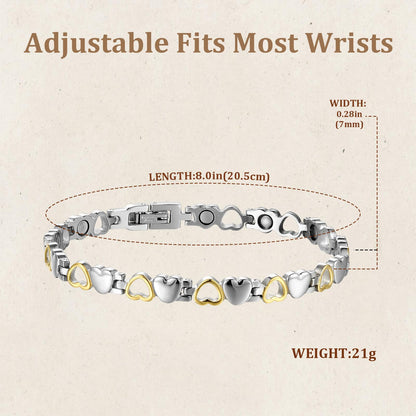 Magnetic Bracelet for Women, Titanium Steel Wristband Brazaletes for Pain Relief Solid Pure Copper Jewelry Gift with Adjustable Tool SL-009