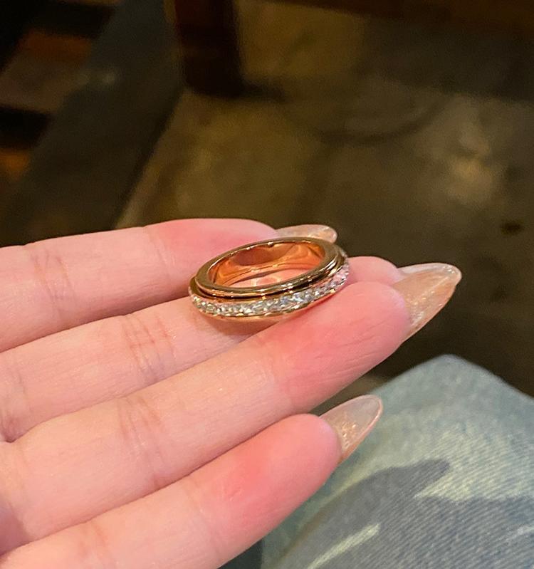 Anxiety Rings for Women and men Titanium Steel Spinner Fidget Band Rings Cubic Zirconia JZ-128