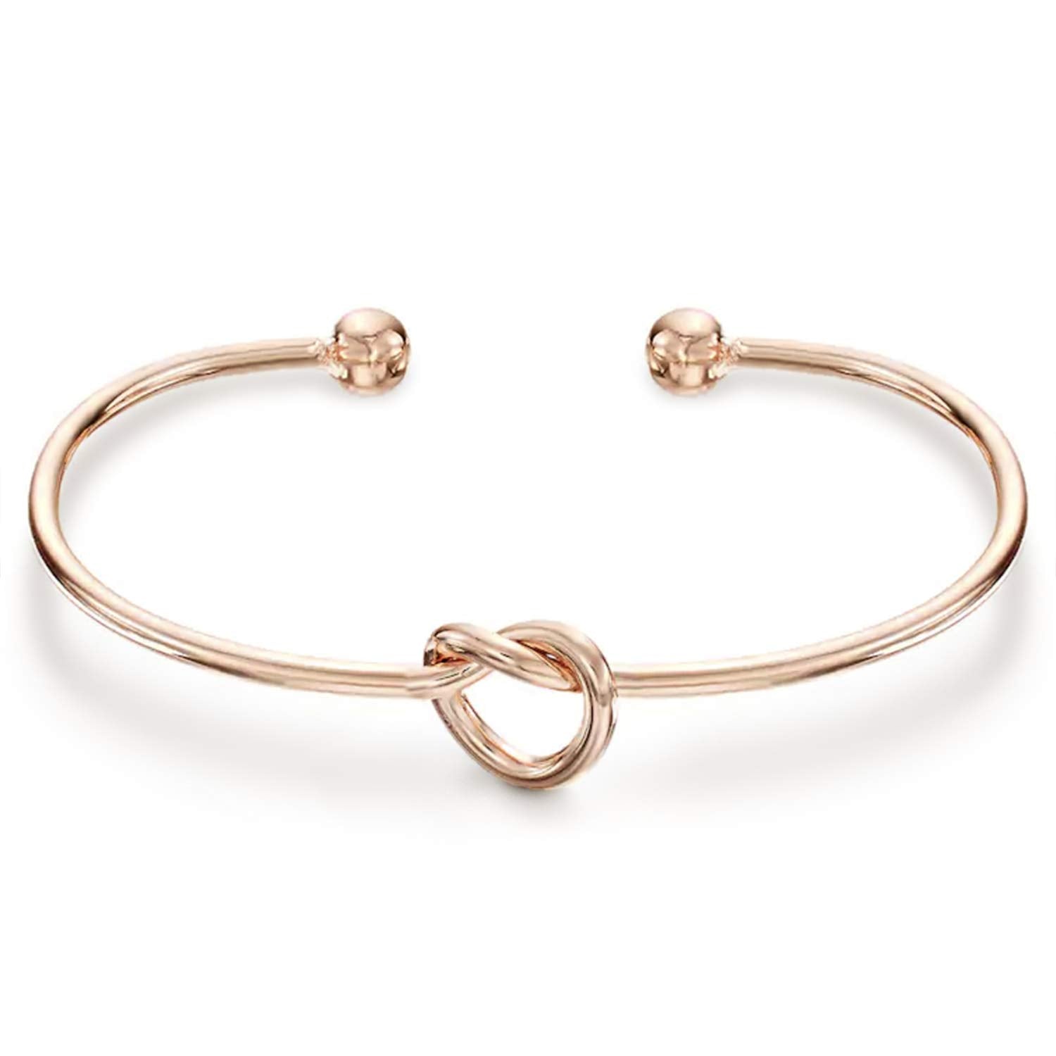 14K Gold Plated Forever Love Knot Infinity Bangle Bracelets for Women | Adjustable Gold Bangle Bracelet for Women SL-024
