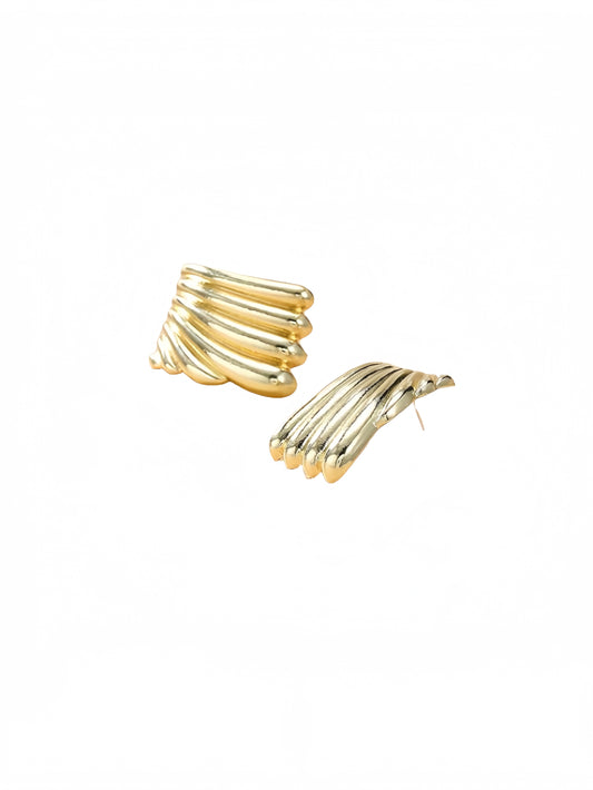 Minimalist Alloy Chunky Striped Rectangle Geometric Square Statement Stud Earrings for Women Jewelry EH-047