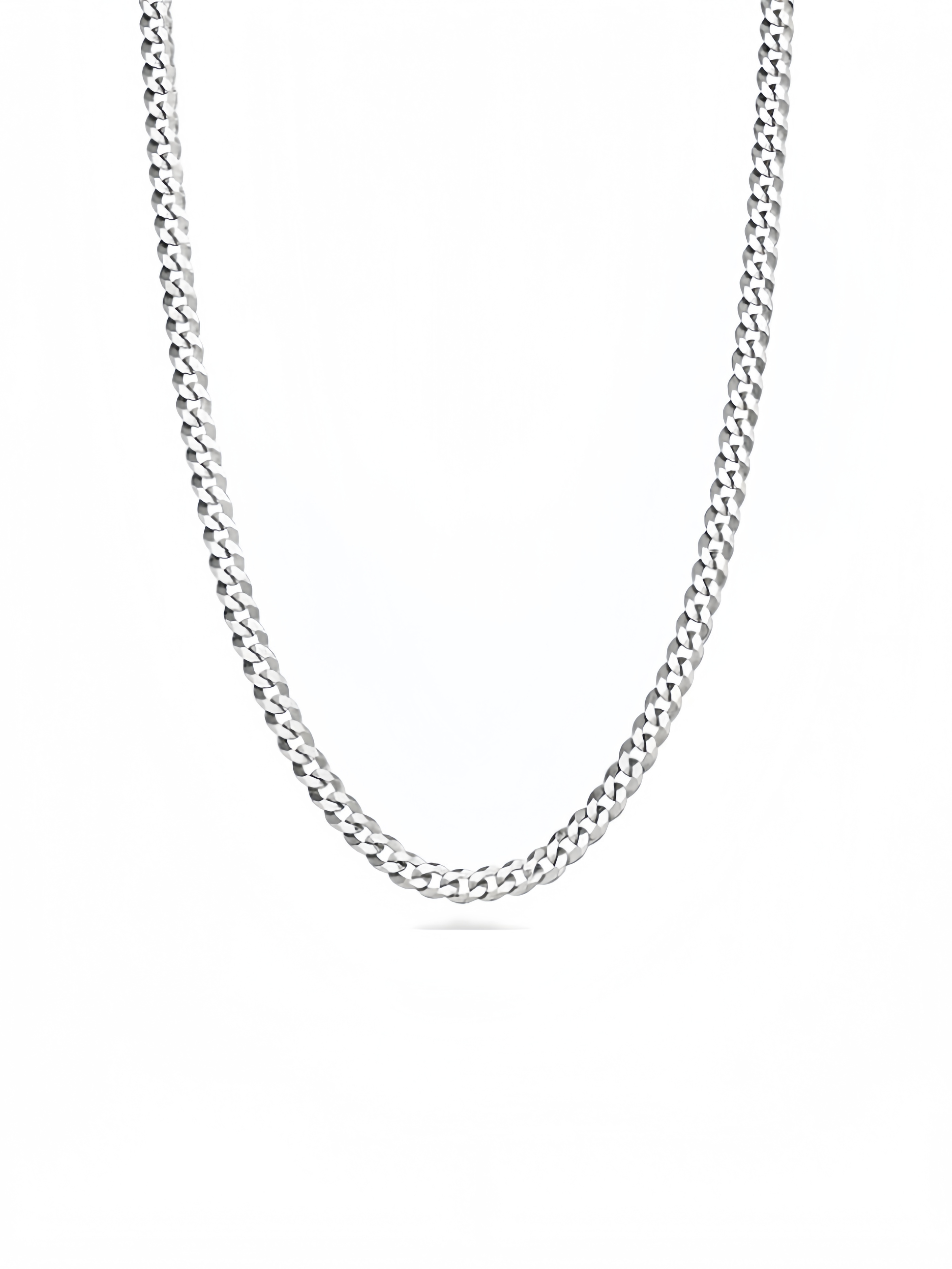 Italian Solid 925 Sterling Silver 3.5mm Diamond Cut Cuban Link Curb Chain Necklace for Women Men, Made in Italy XL-046