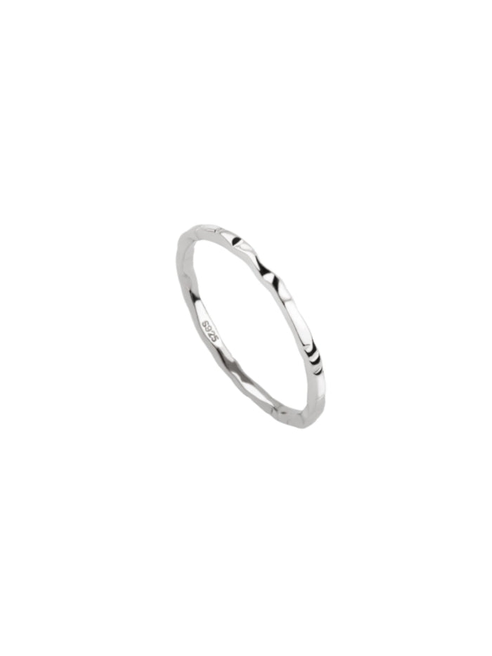 925 Sterling Silver Minimalist Hammered Textured Thin Knuckle Midi Stacking Rings JZ-051