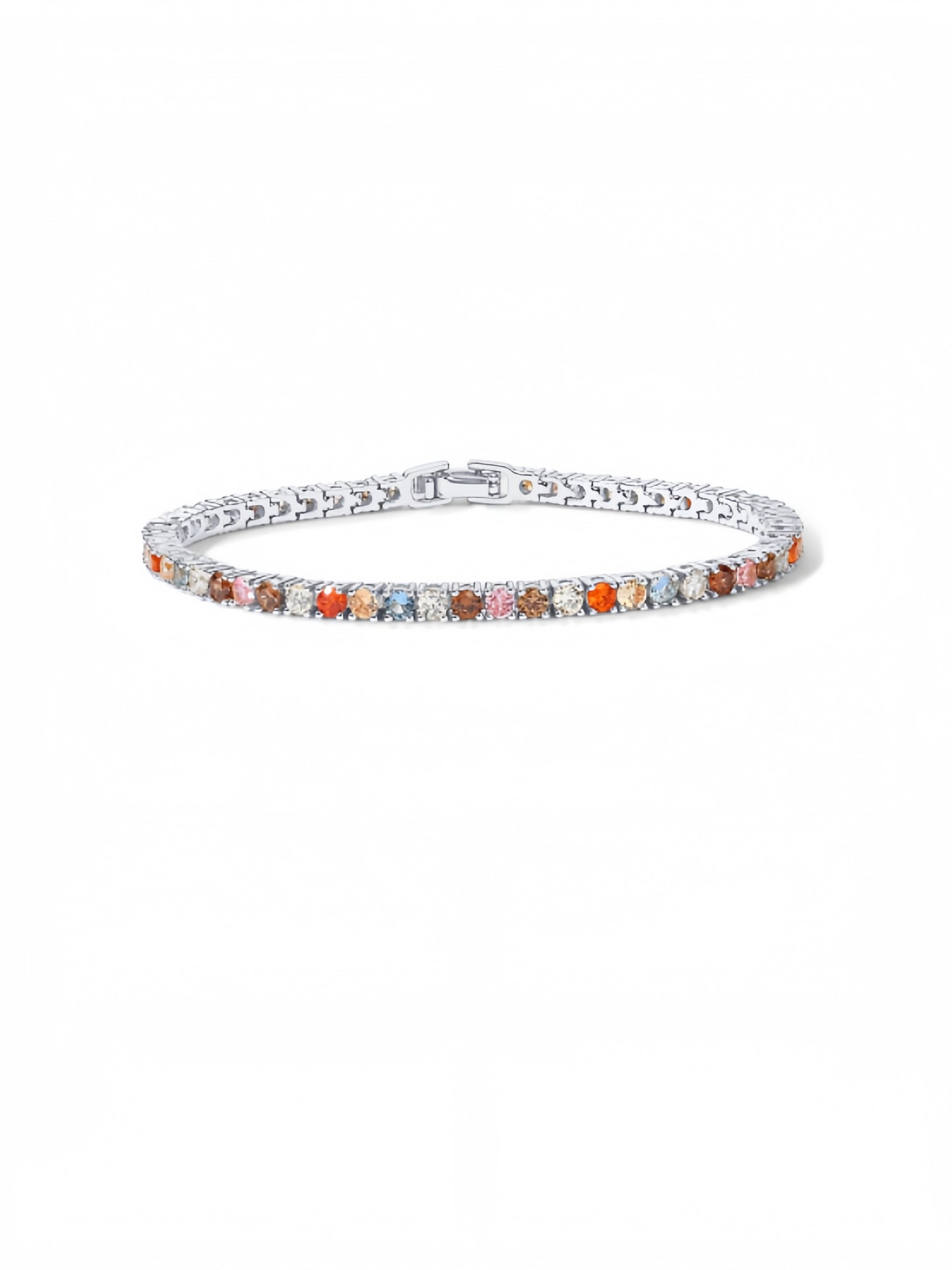 14K Gold Plated 3mm Multi Colored CZ Tennis Bracelet | Boho Cubic Zirconia Bracelet for Women | Size 6.5-7.5 Inch SL-034
