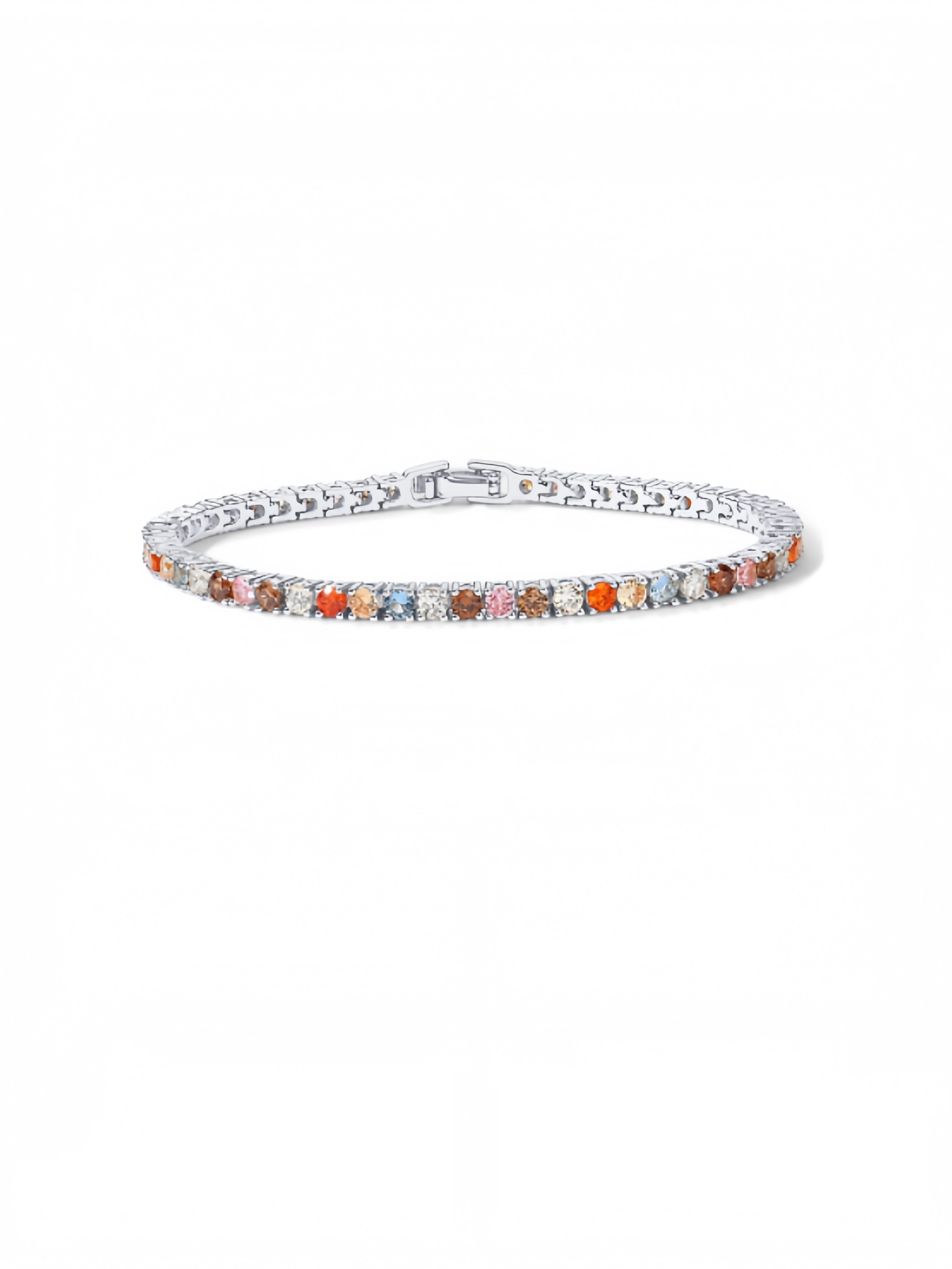 14K Gold Plated 3mm Multi Colored CZ Tennis Bracelet | Boho Cubic Zirconia Bracelet for Women | Size 6.5-7.5 Inch SL-034