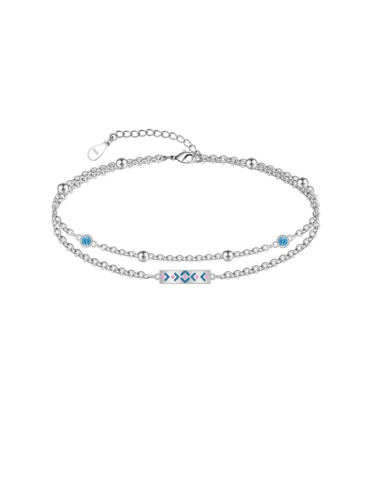 Dainty Anklets S925 Sterling Silver Summer Layered Anklet Bracelet Adjustable Multilayer Beach Anklet Bracelet Foot Jewelry for Women 10-11 Inches JL-021
