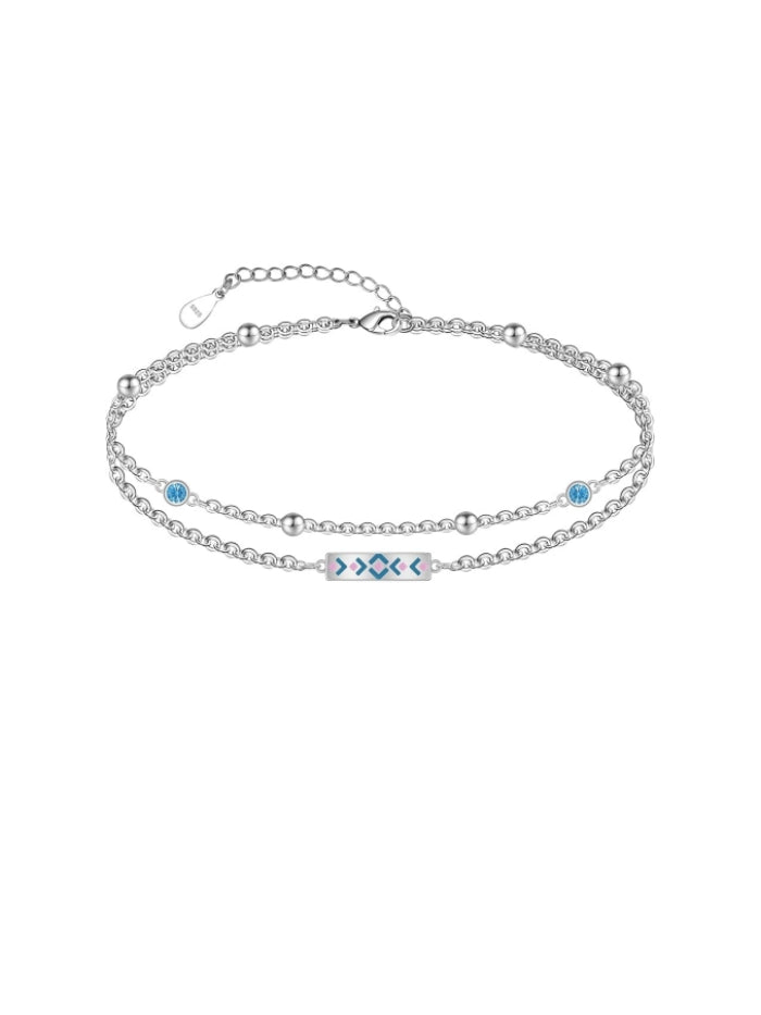 Dainty Anklets S925 Sterling Silver Summer Layered Anklet Bracelet Adjustable Multilayer Beach Anklet Bracelet Foot Jewelry for Women 10-11 Inches JL-021