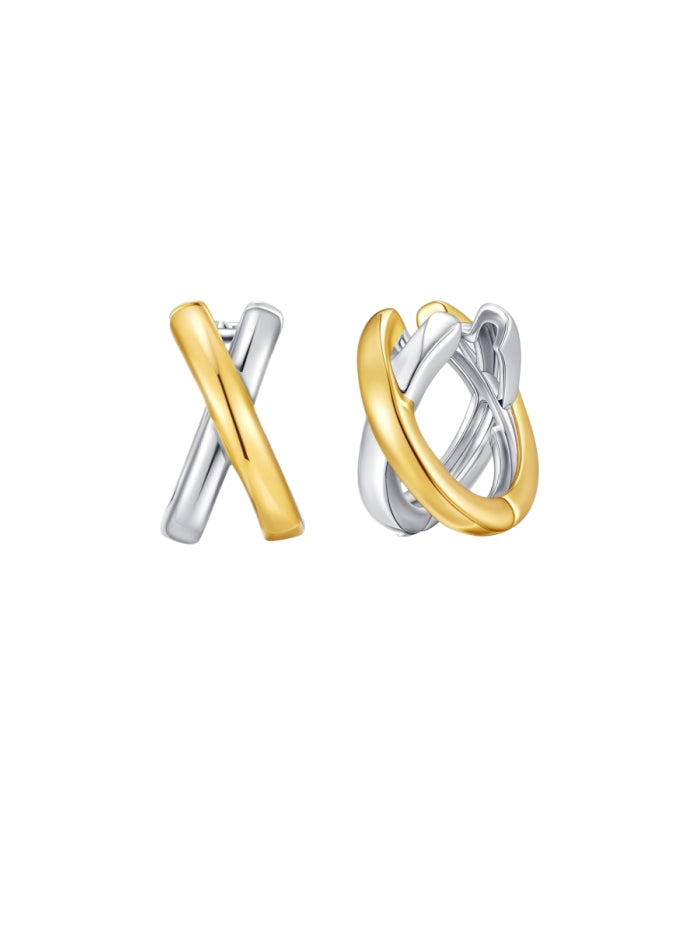 Gold Hoop Earrings For Women Trendy Mixed Metal Earrings Two Tone Earring Gold And Silver Earring Fashion Knot Jewelry Gift EH-050