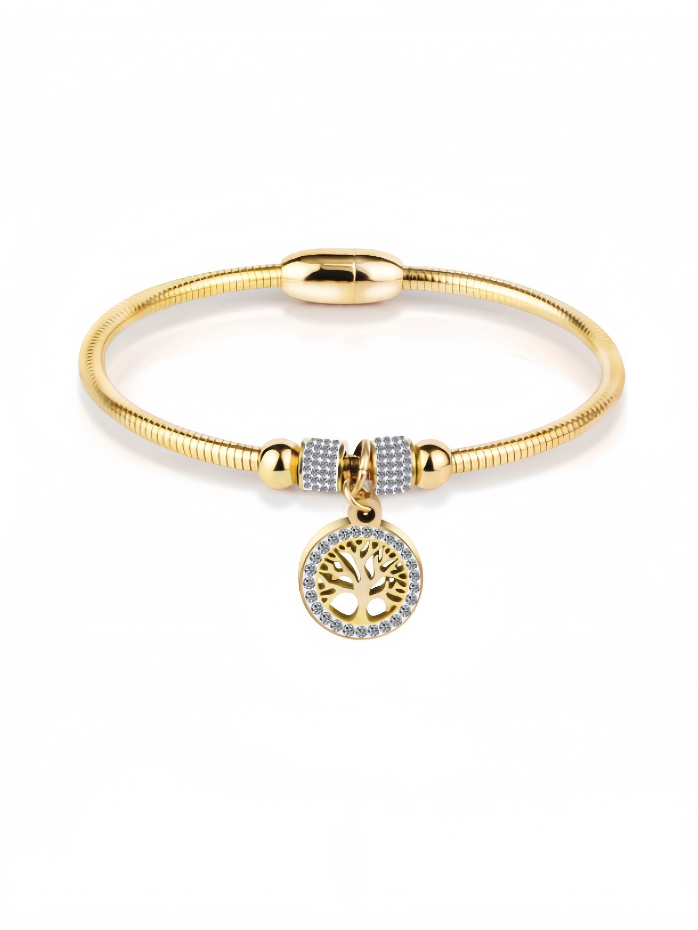 Stainless Steel Tree of Life Charm Bangle Bracelet Cocktail Party Anniversary SL-027