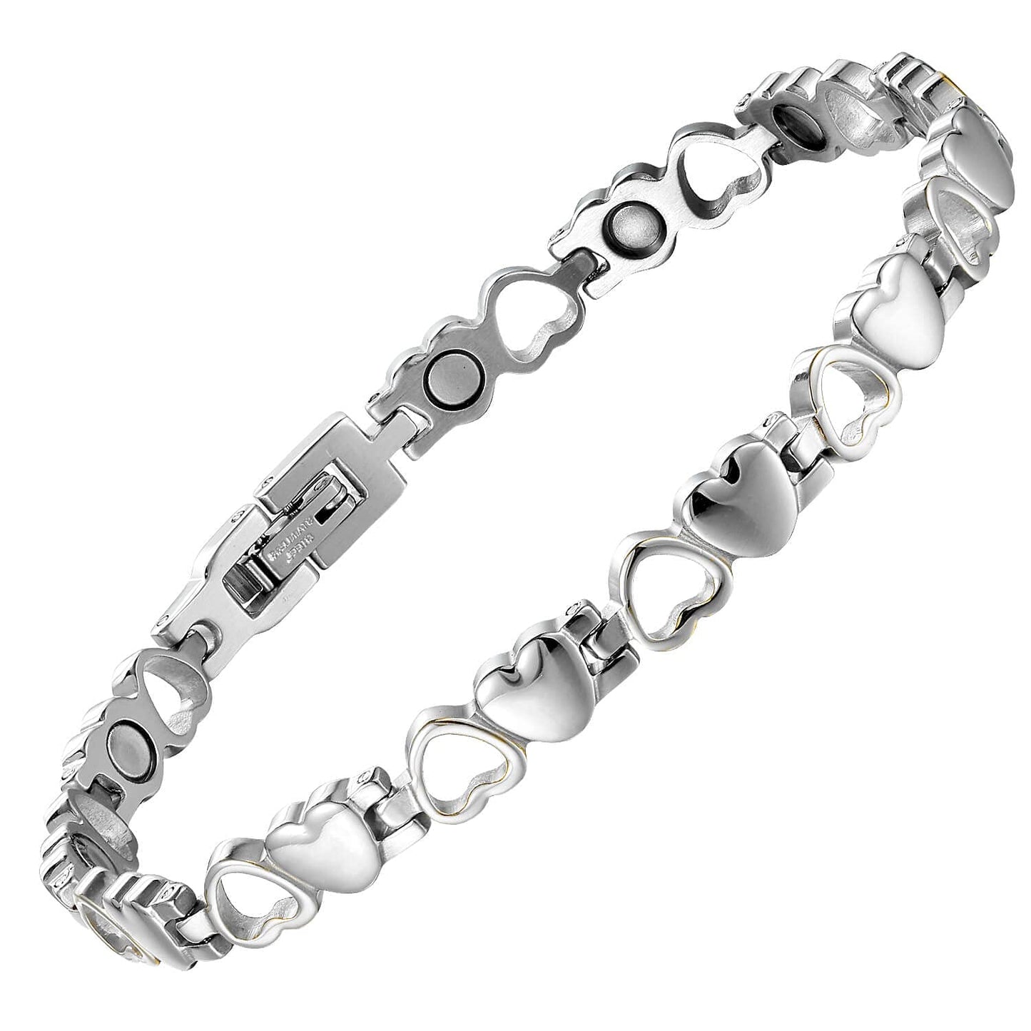 Magnetic Bracelet for Women, Titanium Steel Wristband Brazaletes for Pain Relief Solid Pure Copper Jewelry Gift with Adjustable Tool SL-009