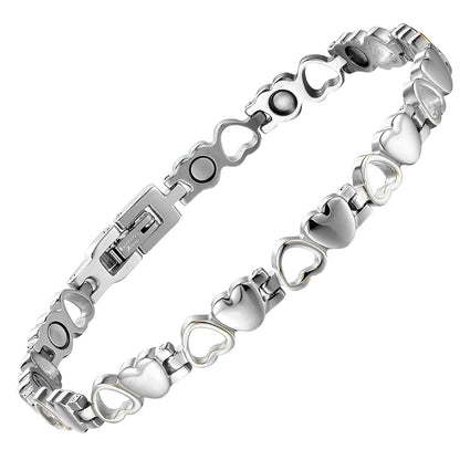 Magnetic Bracelet for Women, Titanium Steel Wristband Brazaletes for Pain Relief Solid Pure Copper Jewelry Gift with Adjustable Tool SL-009