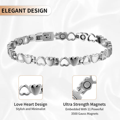 Magnetic Bracelet for Women, Titanium Steel Wristband Brazaletes for Pain Relief Solid Pure Copper Jewelry Gift with Adjustable Tool SL-009