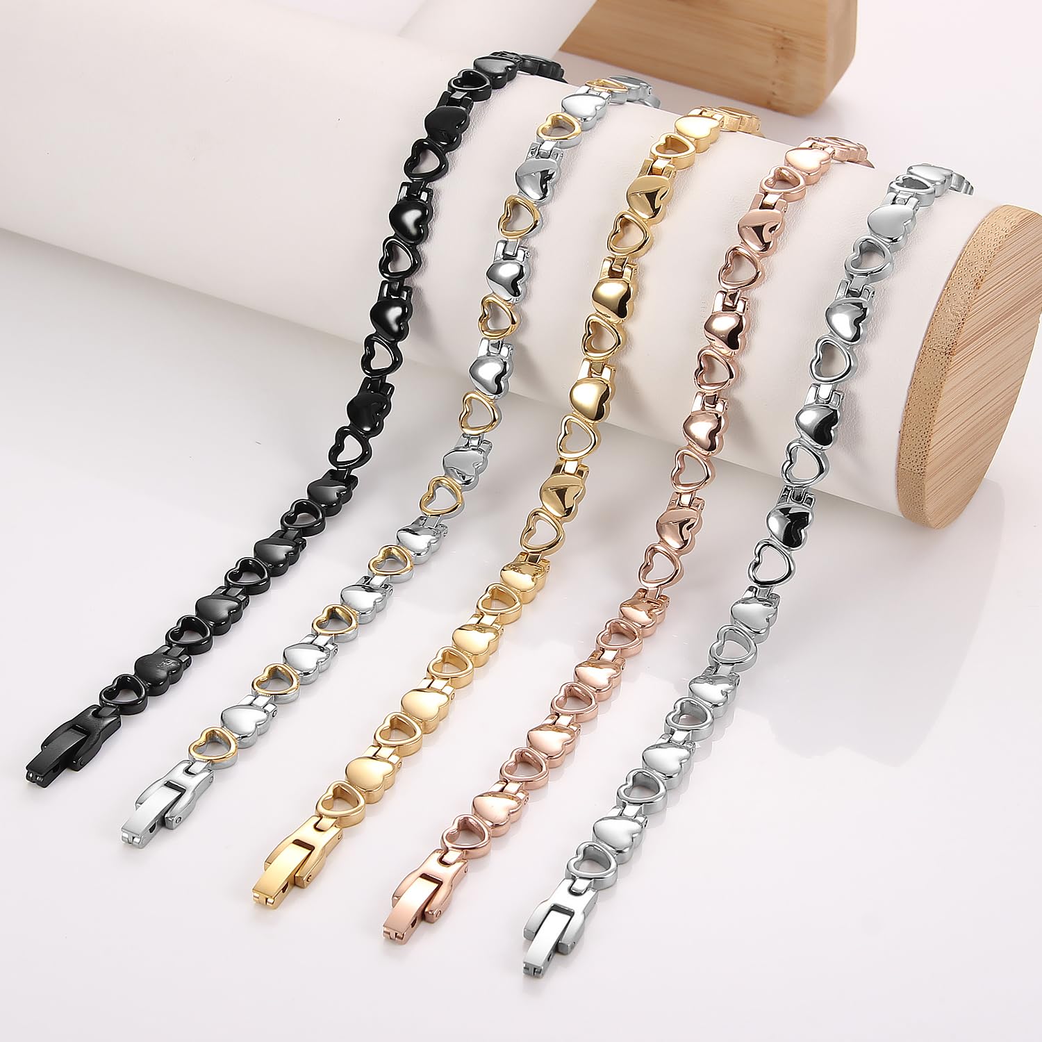 Magnetic Bracelet for Women, Titanium Steel Wristband Brazaletes for Pain Relief Solid Pure Copper Jewelry Gift with Adjustable Tool SL-009