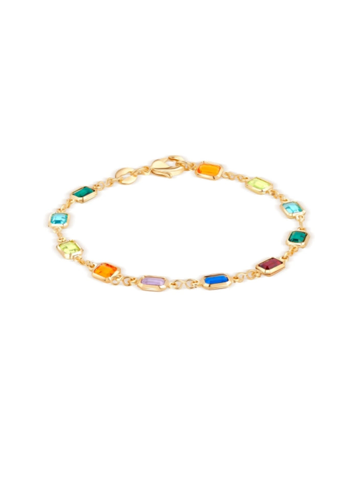 18K Gold Plated Multicolor Crystal Bracelet in 7.5 Inches SL-045