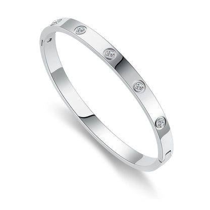Gold Bracelets for Women Friendship Love Bangle Bracelets Cubic Zirconia Stainless Steel Bracelet Jewelry Birthday Gifts for Women Stocking Stuffers SZ-008
