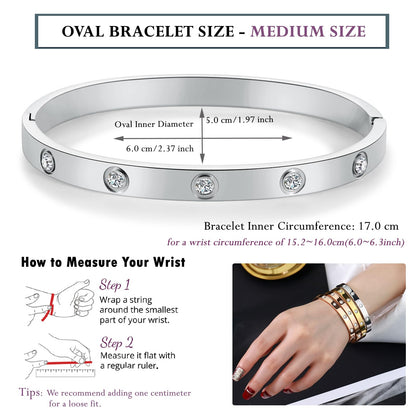 Gold Bracelets for Women Friendship Love Bangle Bracelets Cubic Zirconia Stainless Steel Bracelet Jewelry Birthday Gifts for Women Stocking Stuffers SZ-008