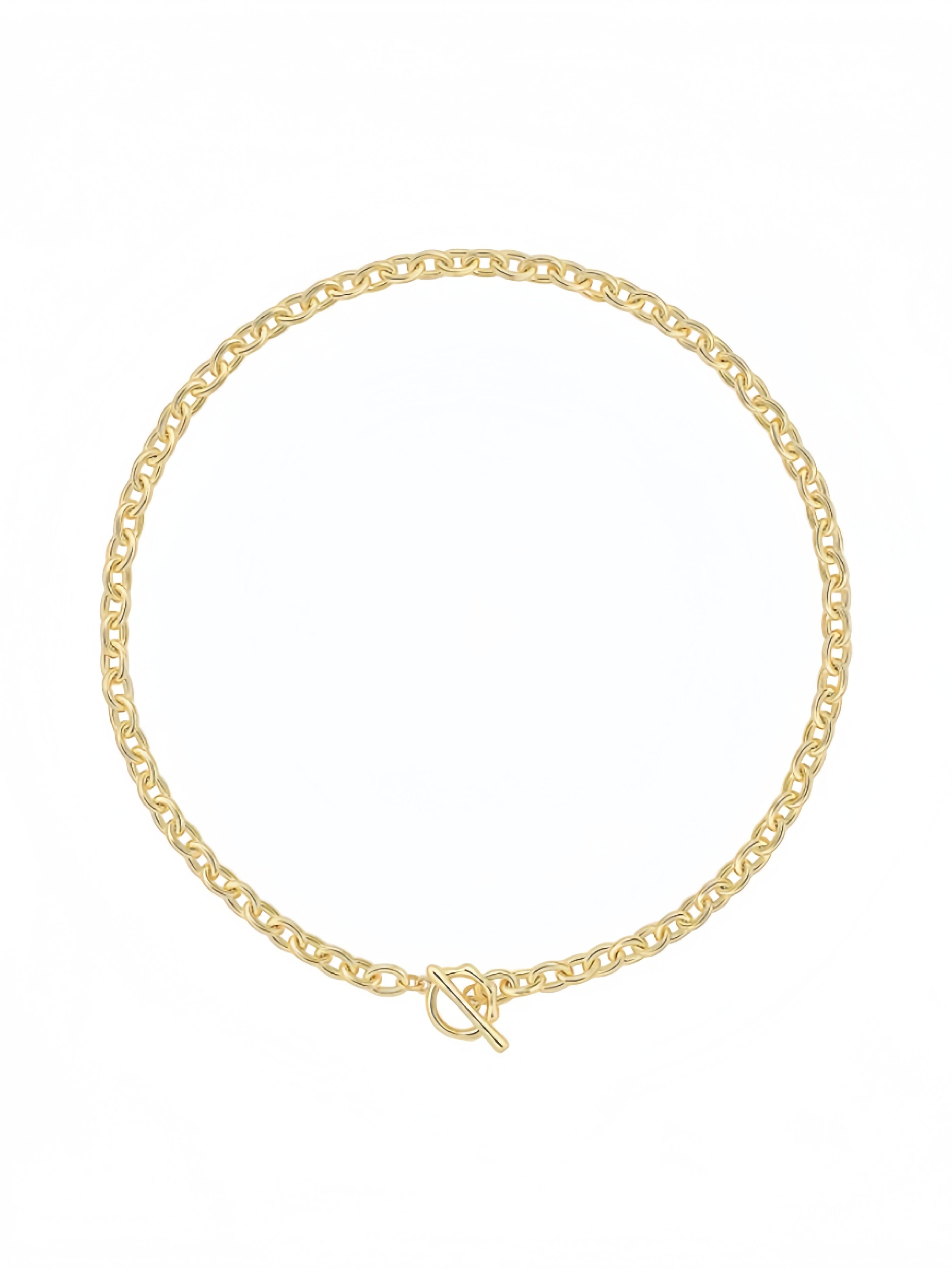 18K Gold Paperclip Chain Choker Satellite Chain Biwa Pearl Pendant Necklace Dainty Jewelry for Women XL-20