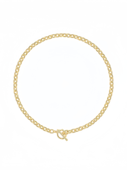 18K Gold Paperclip Chain Choker Satellite Chain Biwa Pearl Pendant Necklace Dainty Jewelry for Women XL-20