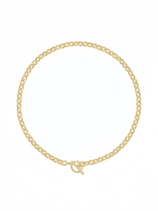 18K Gold Paperclip Chain Choker Satellite Chain Biwa Pearl Pendant Necklace Dainty Jewelry for Women XL-20