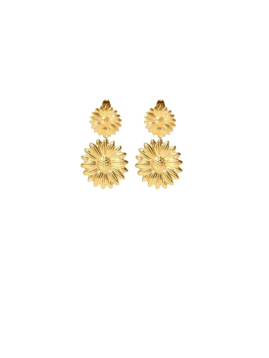Double - layer Flower Earrings, High - Quality Metal, Lightweight & Comfortable, Exquisite Craftsmanship, Versatile Style, Meticulous Details, Multi - scene Adaptation, Gold, Silver, Ideal Gift RH-057