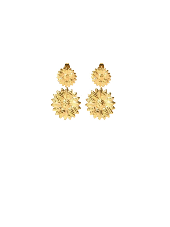 Double - layer Flower Earrings, High - Quality Metal, Lightweight & Comfortable, Exquisite Craftsmanship, Versatile Style, Meticulous Details, Multi - scene Adaptation, Gold, Silver, Ideal Gift RH-057