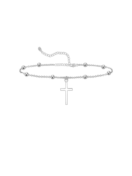 925 Sterling Silver Ankle Bracelet Multilayer Anklets for Women Satellite, Star, Cross, Circle, Butterfly, Teardrop, Oval Disk Layered Anklet Beach Jewelry JL-033