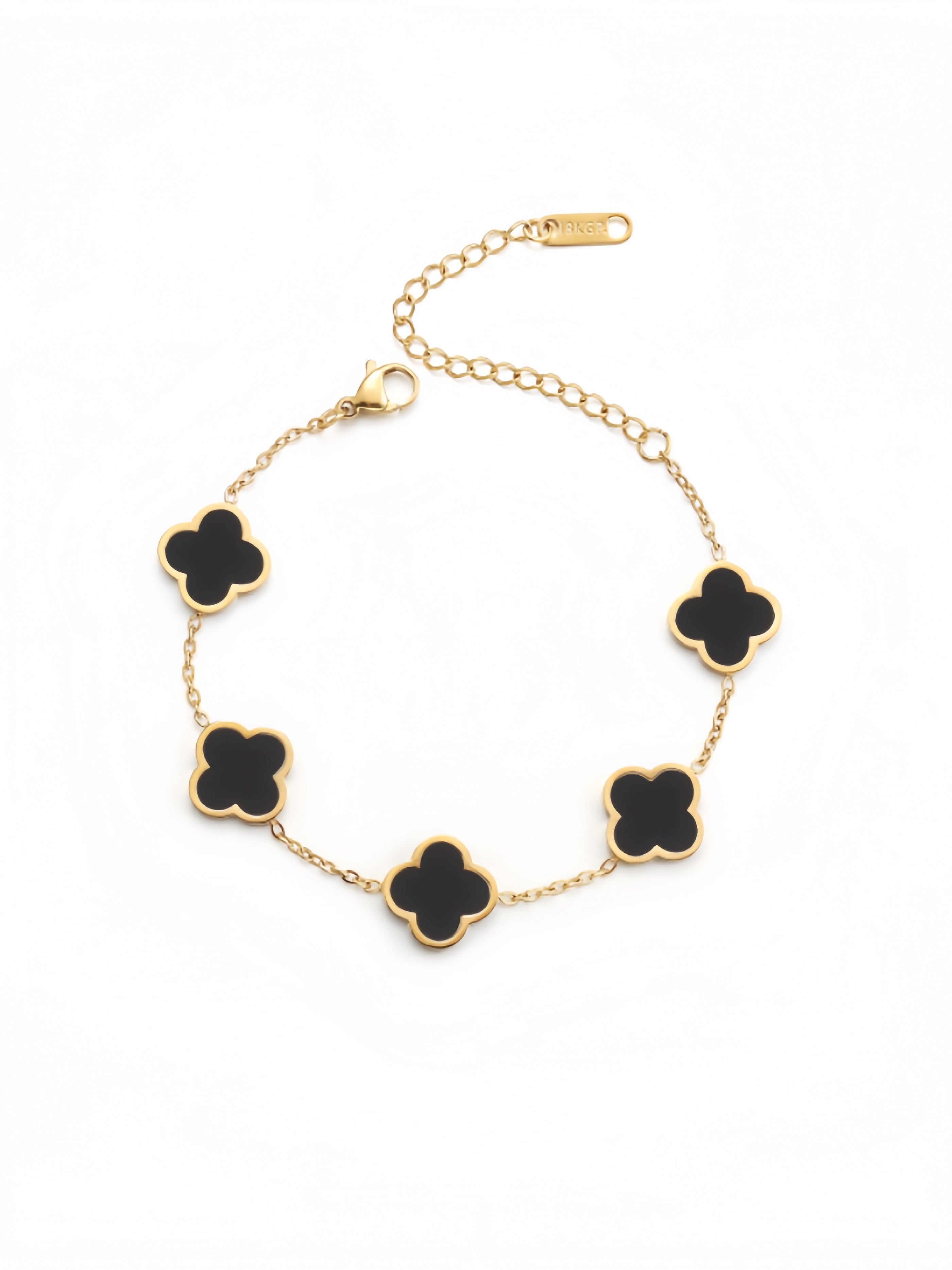 18K Gold Plated Clover Lucky Bracelet for Women White/Black/Red/Green Flower Four Leaf Link Bracelets Trendy Jewelry Gifts for Women SL-019